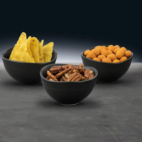 Set 3 boluri servire salsa, ambition, Ø8 x 4 cm, 125 ml, portelan, negru