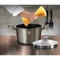 Set tigaie de sotat si oala cu capac, Berlinger Haus, tigaie: 26 cm, oala: 24 cm, aluminiu forjat si marmura, Carbon