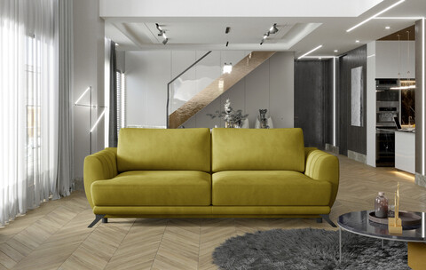 Canapea extensibila 3 locuri ELTAP, Meg10, Megis, 242x95x90 cm, lemn/poliester, mustar