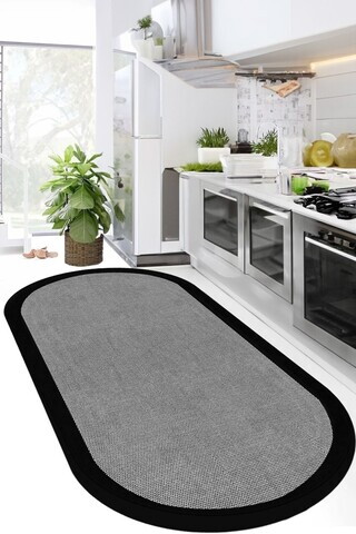 Covor, clr-7027grioval-10034, 80x300 cm, Poliester, Gri