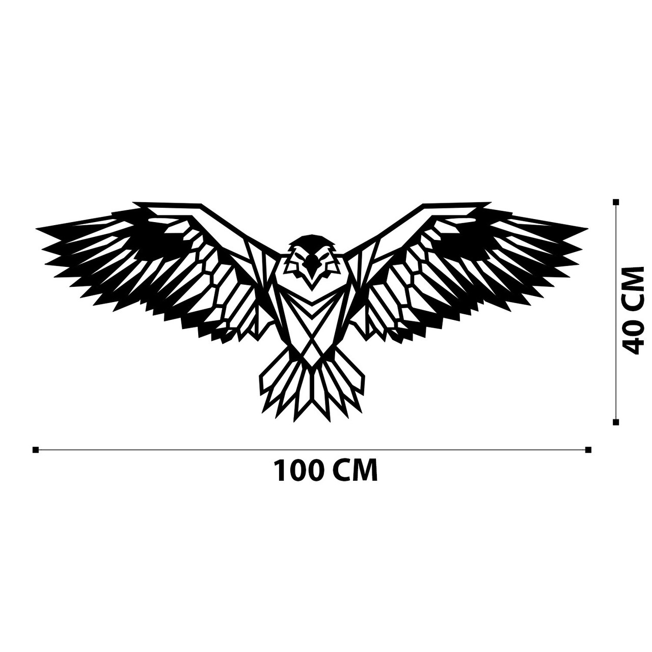 Decoratiune de perete, Eagle3 Metal Decor, metal, 100 x 44 cm, negru