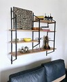 Raft de perete, Valovi, Raffy6, 120x120x28 cm, PAL, Negru / Pin Atlantic