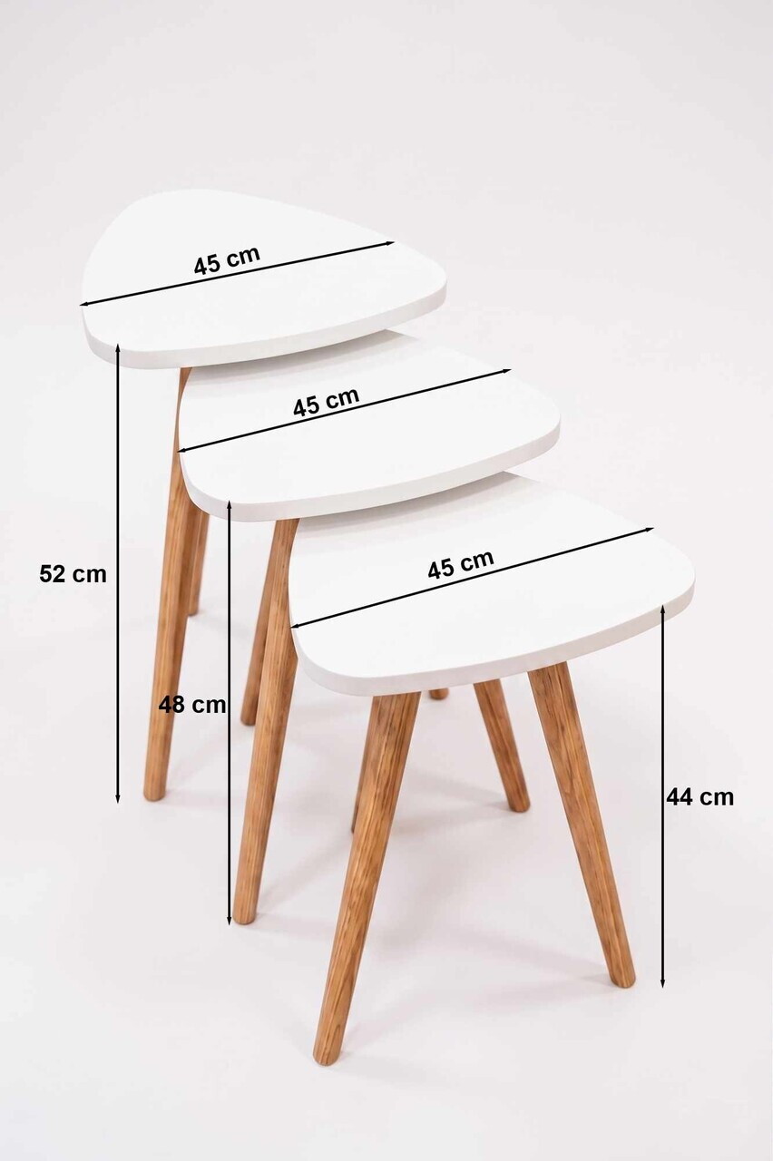 Set masute 3 piese, Hanah Home, Peka452, PAL, Alb / Natural — imaginea 4