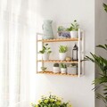 Raft de depozitare multifunctional Songmics, 60x15x55 cm, bambus, alb/natural
