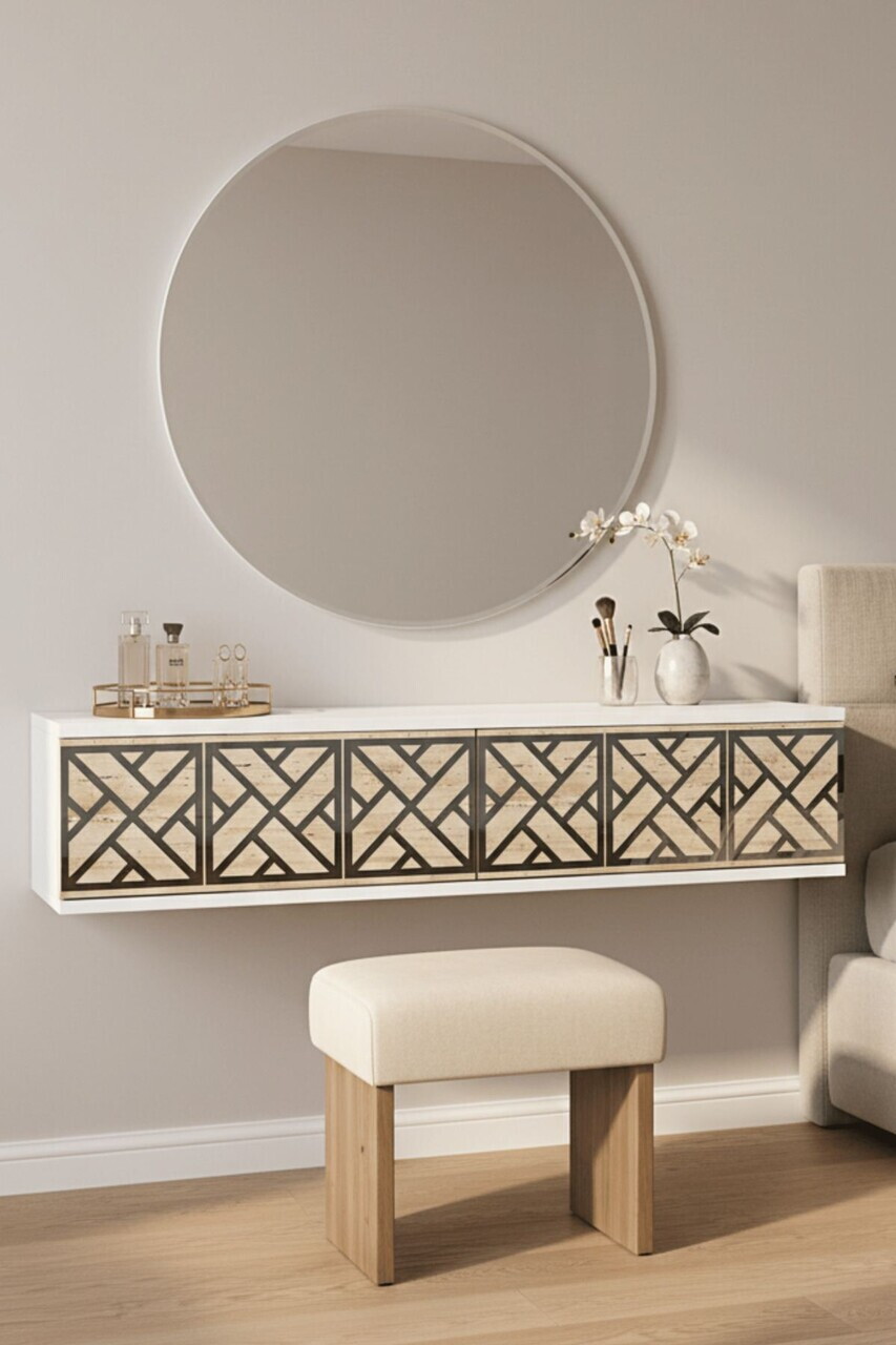 Dulap, Hanah Home, Arex 120, 120x25.5x29.6 cm, Alb / Argintiu / Travertin — imaginea 3
