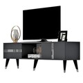Comoda TV, Olivia, Vania, 150x29.6x50 cm, PAL , Antracit / Argintiu