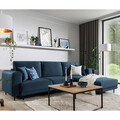 Coltar extensibil dreapta 4 locuri ELTAP, RT-40NU, Dalia, 289x190x95 cm, lemn/poliester, albastru inchis