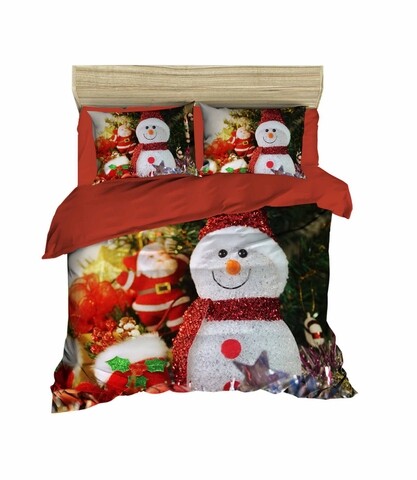 Poza Lenjerie de pat dubla Xmas-433, Pearl Home, 3 piese, amestec bumbac, multicolor