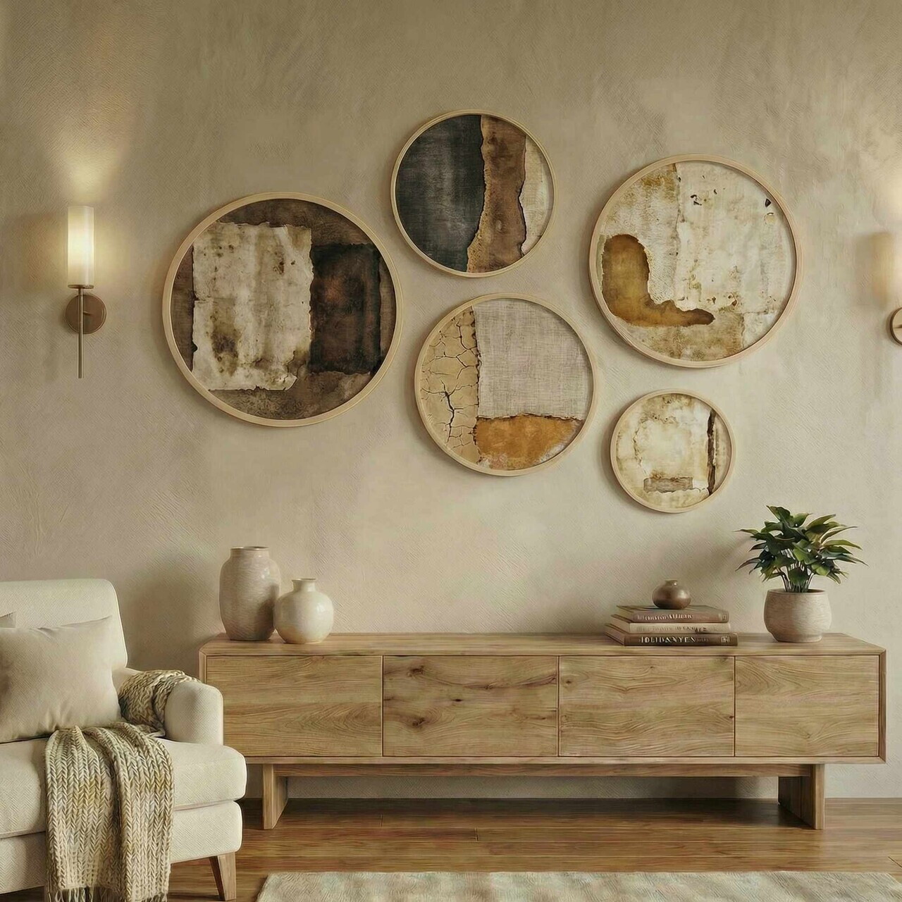 Tablou decorativ Huhu866 MDF Lemn masiv (Grosime: 15 cm Multicolor