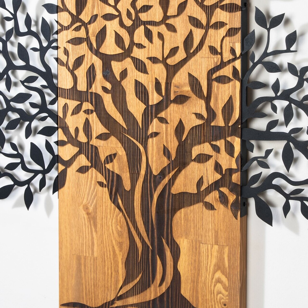 Decoratiune de perete, Arbre de Vie-5, Metal, Rama din lemn (grosime 3 cm), Nuc negru — imaginea 7