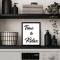 Tablou decorativ, Time to Relax, Dimensiune: 20 x 25 cm, Alb/Negru
