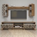 Comoda TV cu dulap Class S, Hommy Craft, crem/maro