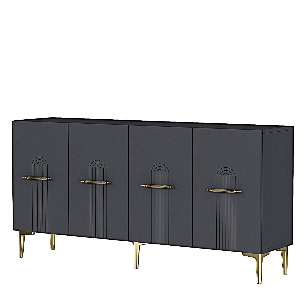 Consola, Hanah Home, Ida 150, 150x75x32 cm, Antracit / Aur - view 6
