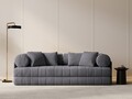 Canapea extensibila 3 locuri, Kemi, Cosmopolitan Design, 206x95x70 cm, catifea, gri inchis