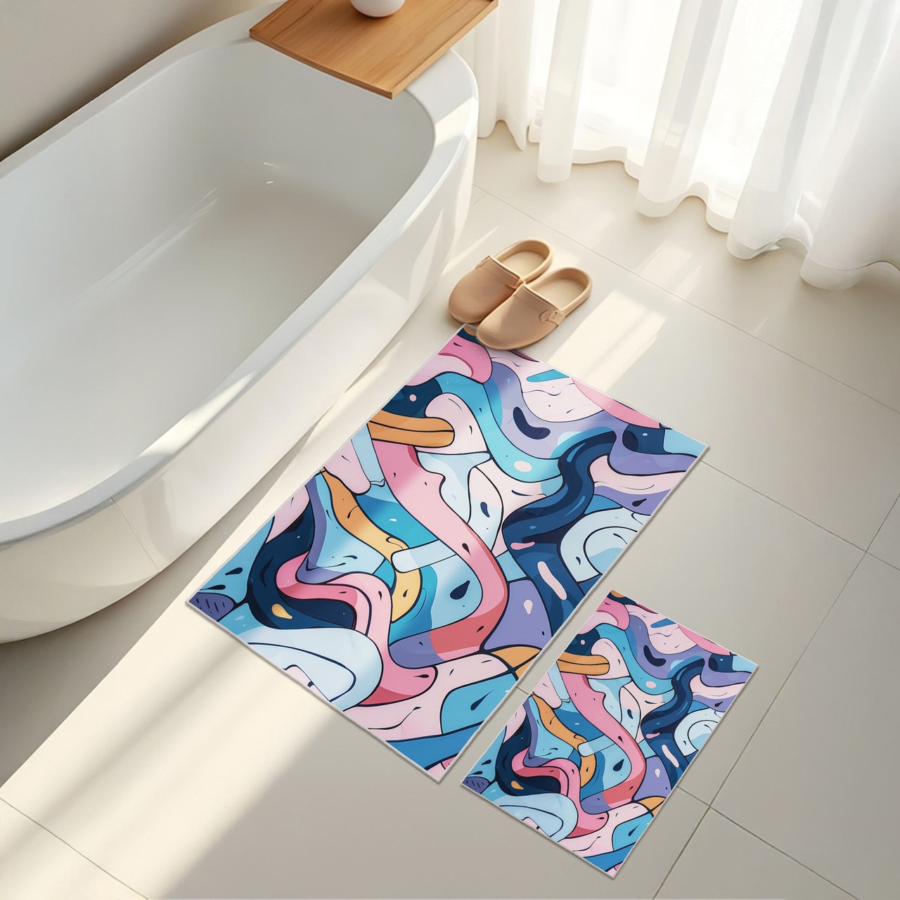 Set covorase de baie, L'essentiel Maison, Asr10, Albastru