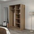 Dulap pentru haine, Minerva, Kale White Oak, 120x190x60 cm, PAL, Alb / Stejar