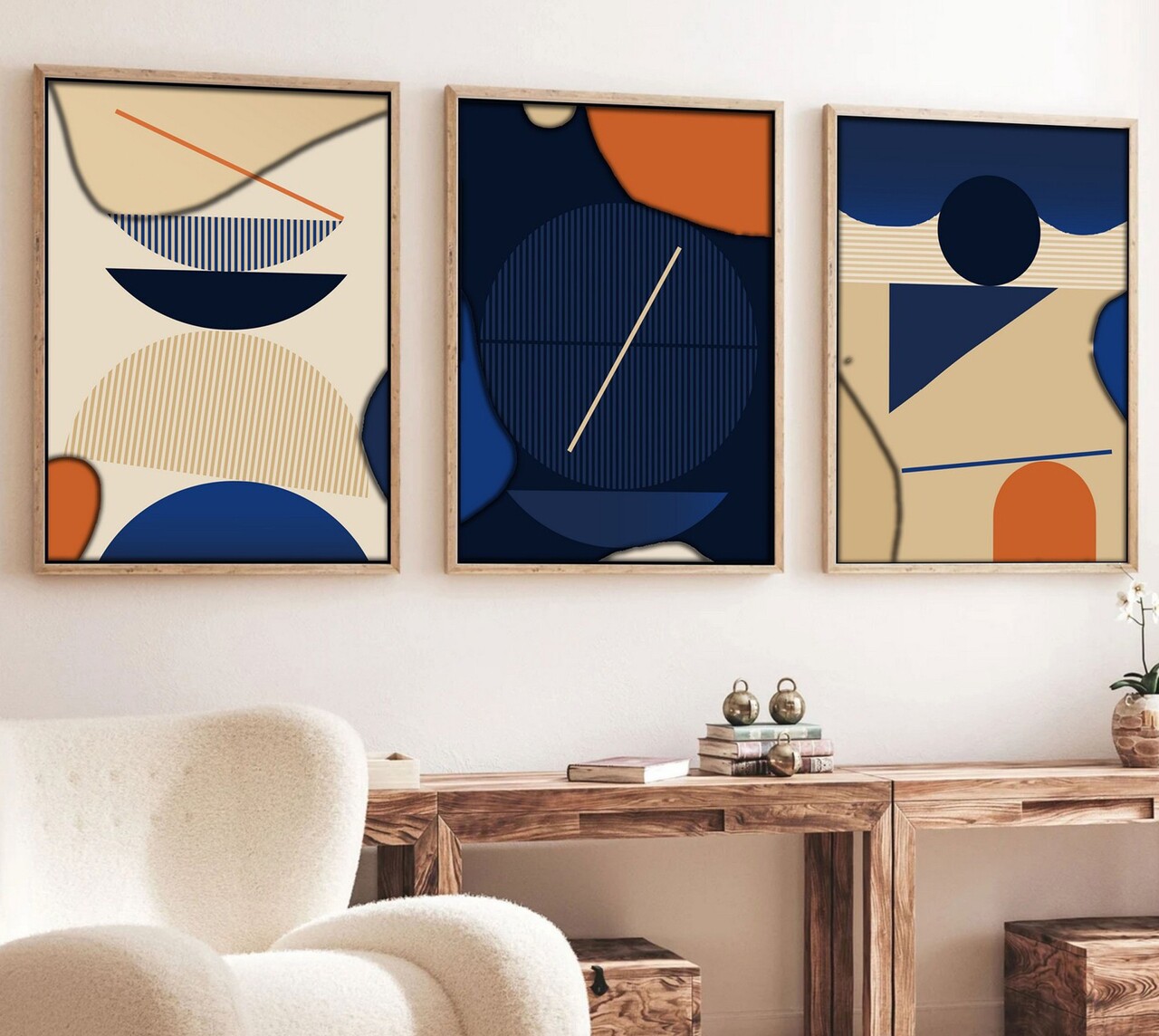 Set 3 tablouri decorative Huhu101 Cadru: 100% LEMN MASIV (Grosime: 25 cm) Multicolor