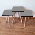 Set masute 3 piese, Leona, 3Shp8, Alb/Negru