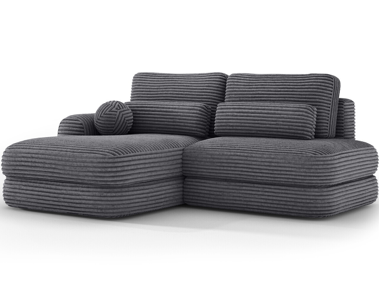 Coltar extensibil stanga 3 locuri ELTAP, Ripeli, 217x175x96 cm, lemn/catifea din poliester, gri inchis — imaginea 5