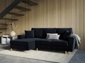 Coltar extensibil stanga 4 locuri, Moghan, Micadoni Home, GL, 241x145x88 cm, catifea, albastru inchis