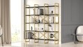 Biblioteca, Locelso, VG6-LB 956LCS1428, 170 x 175 x 30 cm, pal melaminat, negru/auriu