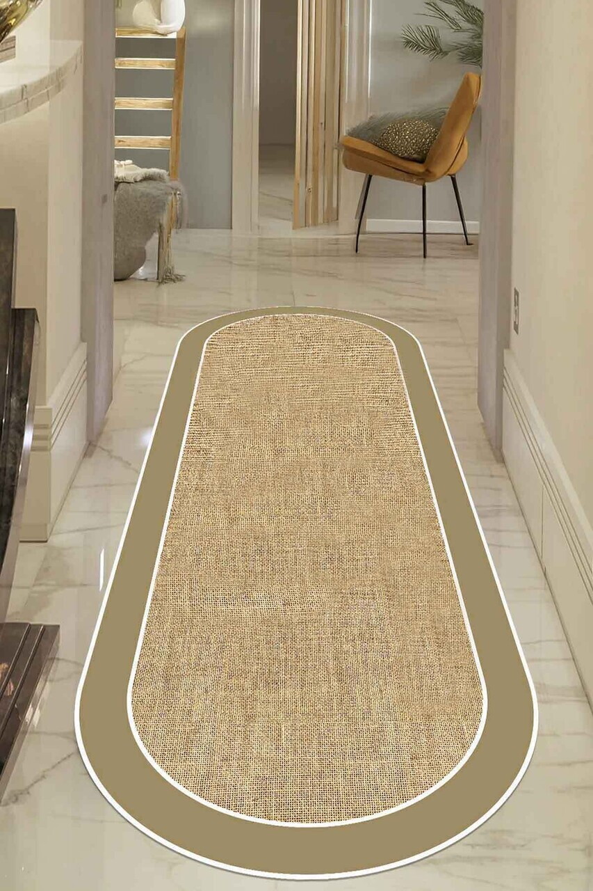 Covor, CLR-7027-OVAL-KAHVE-15, 160x250 cm, Poliester, Bej