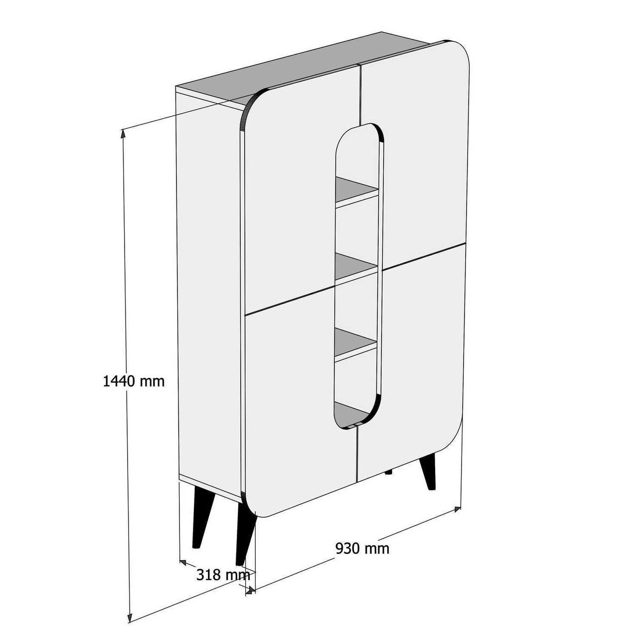 Dulap multifunctional, Hanah Home, Mine, 93x144x31.8 cm, Nuc/Alb - view 5