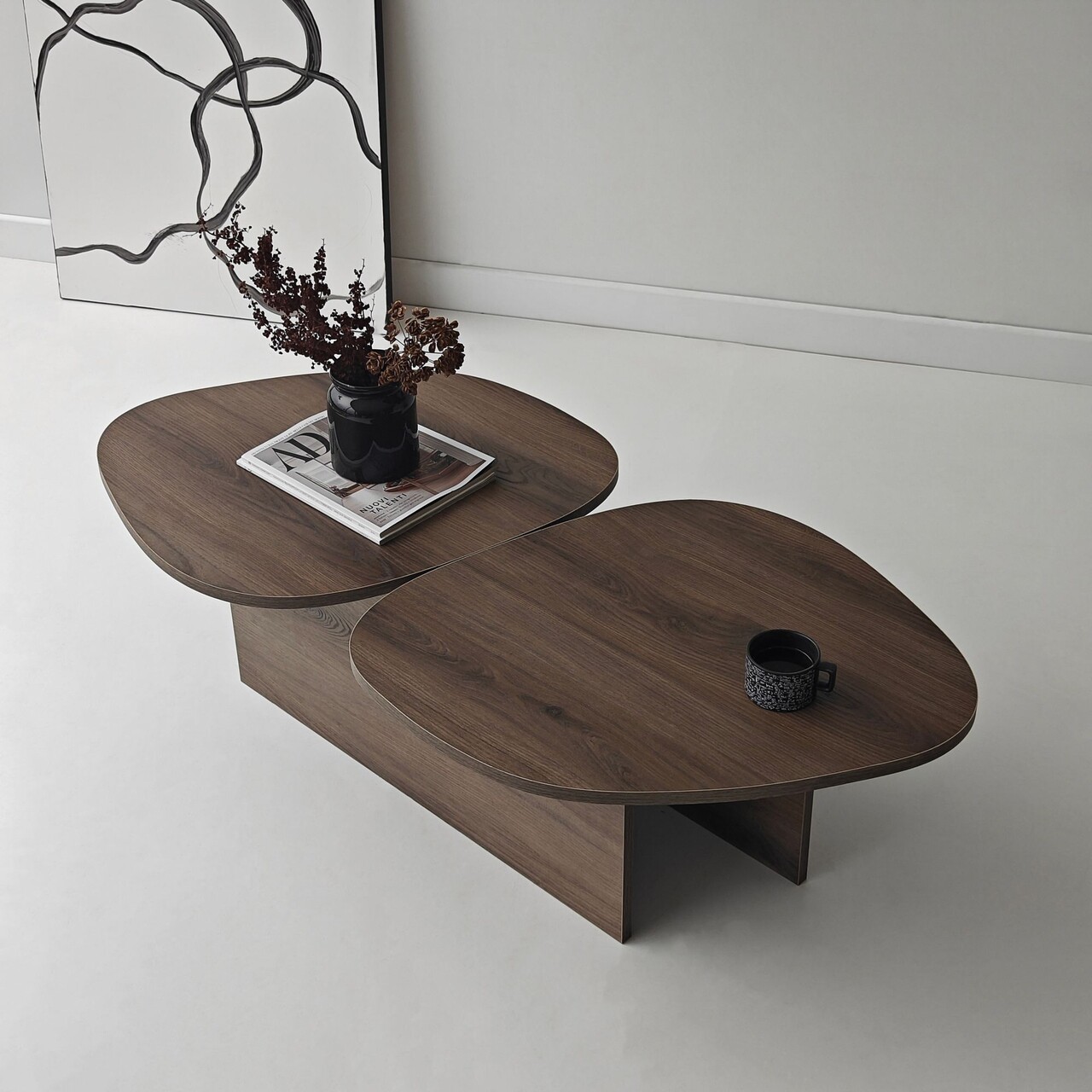 Masuta de cafea, Hanah Home, Stones, 125x38x60 cm, Maro - view 8