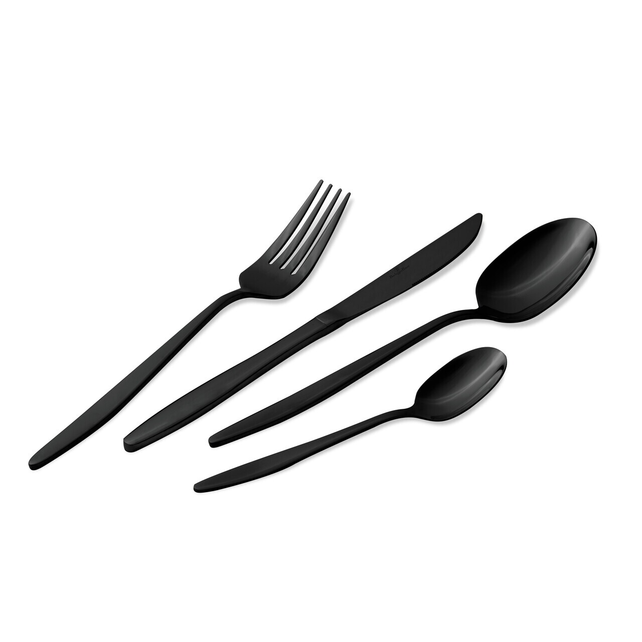 Set tacamuri 24 piese Berlinger Haus, Matte Black, model rotunjit, inox, negru - view 3