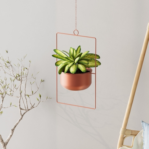 Ghiveci, Parapet, 25x40x17 cm, Metal, Cupru