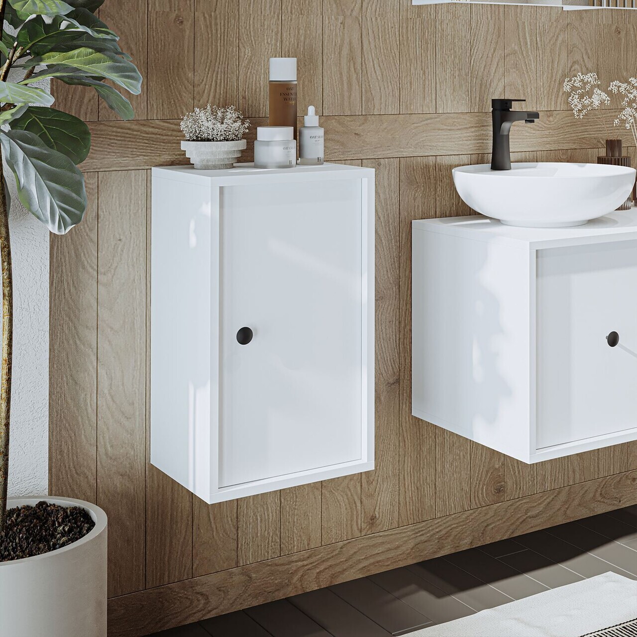 Dulap de baie, Hanah Home, 2203, 35x60x30 cm, MDF, Alb