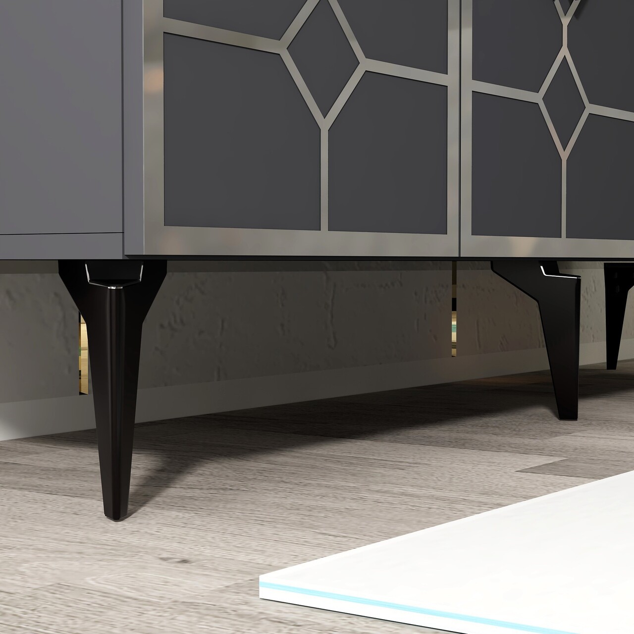 Consola, Olivia, Cagla, 150x40x79 cm, PAL , Antracit / Argintiu