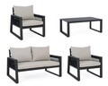 Set mobilier pentru gradina/terasa 4 piese Captiva, Bizzotto, aluminiu/textilena, gri carbune