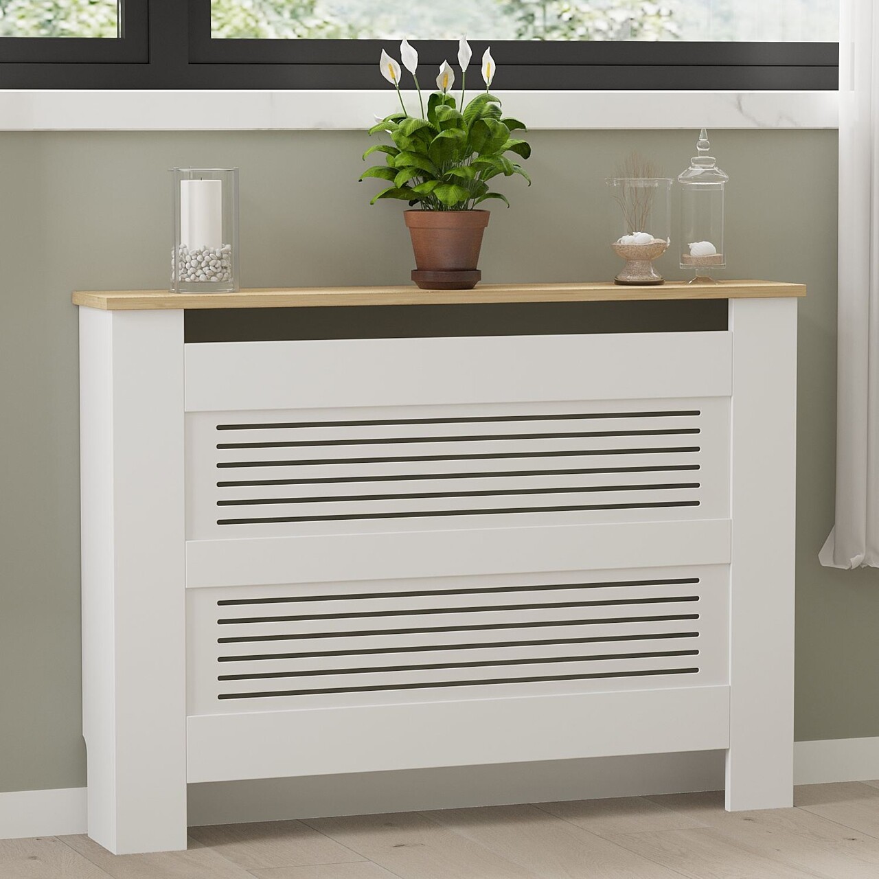 Dulap radiator Puqa Design Termora 112x82x30 cm PAL Stejar Safir / Alb