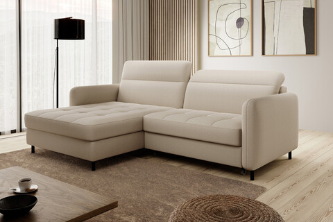 Coltar extensibil stanga 3 locuri ELTAP, LT-18MAN, Gomsi, 228x165x100 cm, lemn/poliester, bej deschis