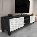 Comoda TV, Retricy, Lukas, 150x35x40.3 cm, PAL, Alb/Negru