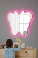 Oglinda cu Iluminare Led, Mirrorland, Butterfly Silver, Oglindă indestructibilă cu obturator, Roz