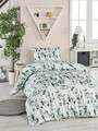 Lenjerie de pat pentru o persoana, Sabine - Green, EnLora Home, 65% bumbac/35% poliester