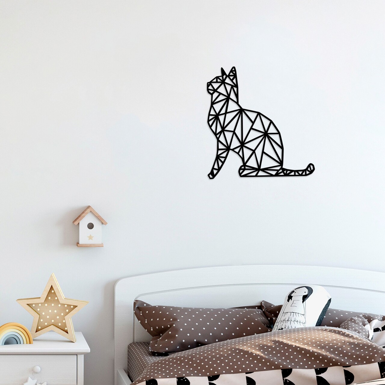 Decoratiune de perete, Kedi, Lemn, Dimensiune: 35 x 46 cm, Negru