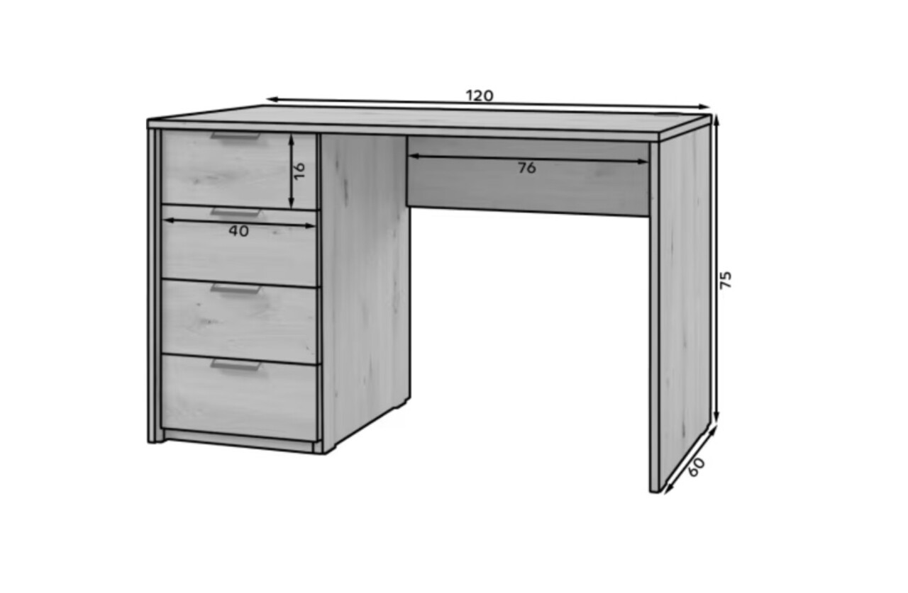 Birou ELTAP, Barold, 120x60x75 cm, PAL, stejar