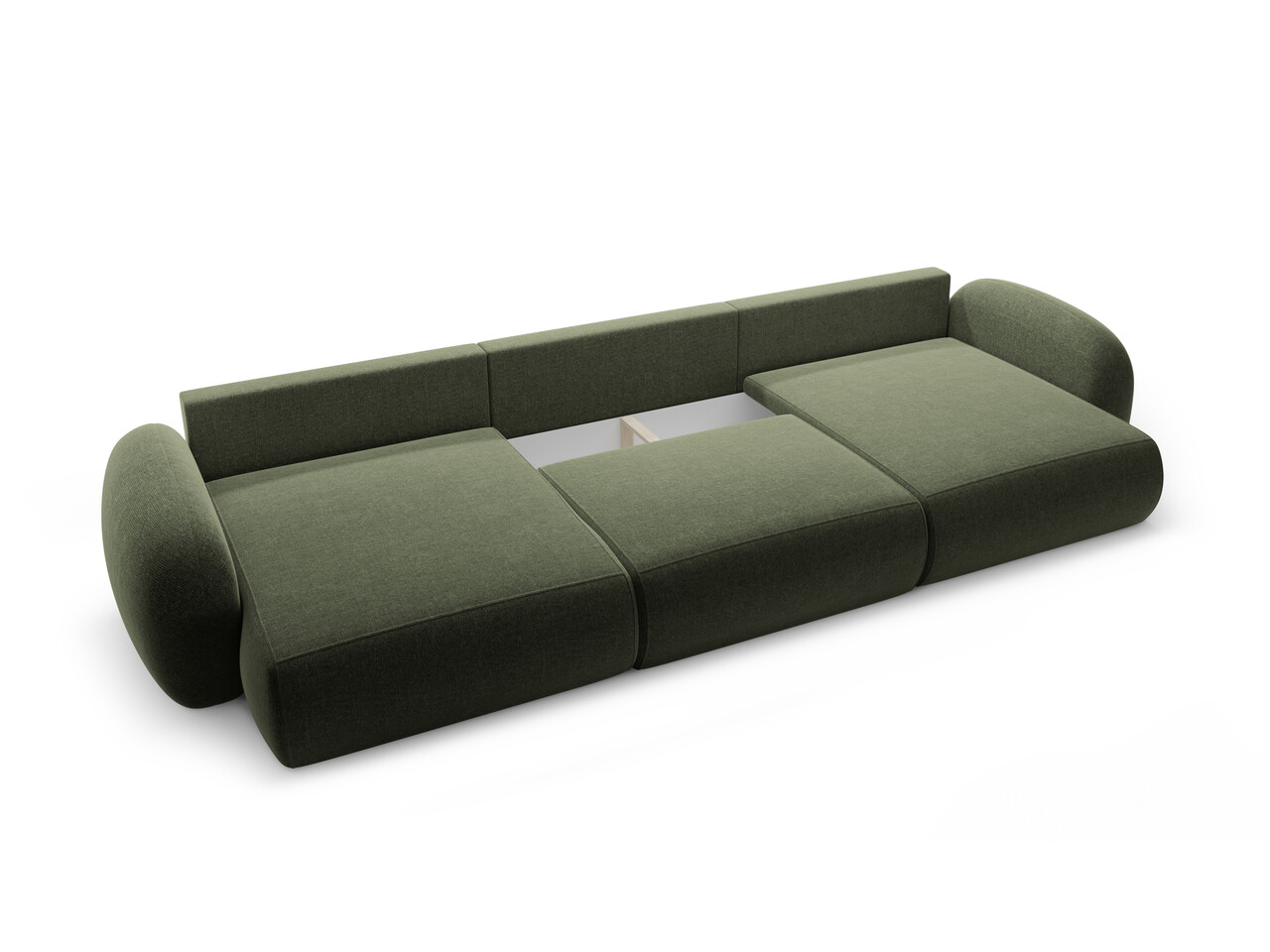 Coltar panoramic extensibil 5 locuri, Tonale, Cosmopolitan Design, 362x149x88 cm, tesatura chenille, verde
