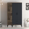 Dulap pentru haine, Hommy Craft, Kumsal PT, 120x47.5x201.4 cm, PAL, Nuc / Antracit