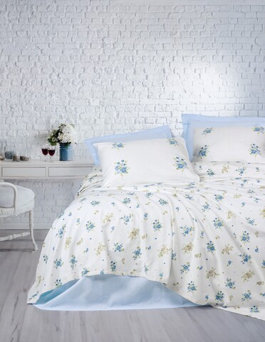 Set cuvertura pique dubla, Bellus - Blue, Cotton Box, Bumbac