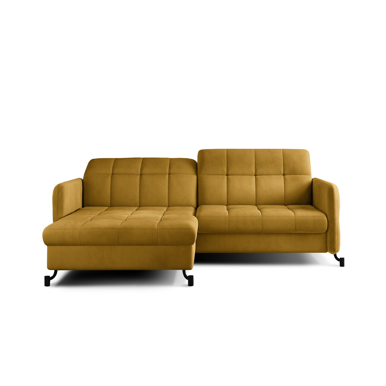 Set coltar extensibil stanga 3 locuri si taburet ELTAP, Lor_LP_06, Lorelle, 225x160x105 cm / 100x70x45 cm, lemn/poliester, mustar - view 2