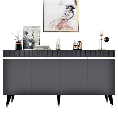 Set mobilier living, Olivia, Defne, PAL , Antracit / Argintiu