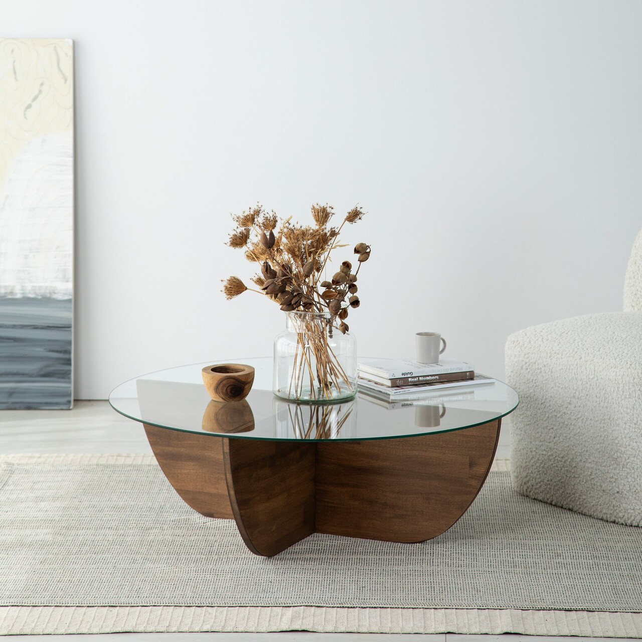 Masuta de cafea, Neostill, Lily Wood, 90x30x90 cm, Blat: 100% STICLA CALITA, Maro - 1 | YEO