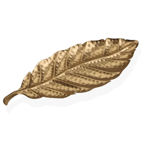 Platou decorativ / decoratiune pentru centrul mesei Gold Leaf, Versa, 52.5 x 20.5 x 4.5 cm, MDF