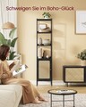 Corp biblioteca, Vasagle, Slim Rattan-Like, 40x30x174.7 cm, otel/PAL/ratan sintetic, negru mat