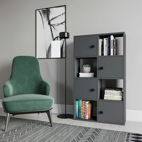 Corp biblioteca, retricy, tasso, 72x25x123.4 cm, pal, antracit