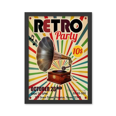 Tablou decorativ, Retro Party (35 x 45), MDF , Polistiren, Multicolor